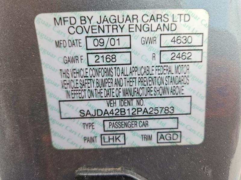 60491436 :رقم المزاد ، SAJDA42B12PA25783 vin ، 2002 Jaguar Xkr مزاد بيع