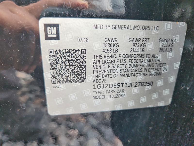 Продаж на аукціоні авто 2018 Chevrolet Malibu, vin: 1G1ZD5ST1JF278350, номер лоту: 56192996