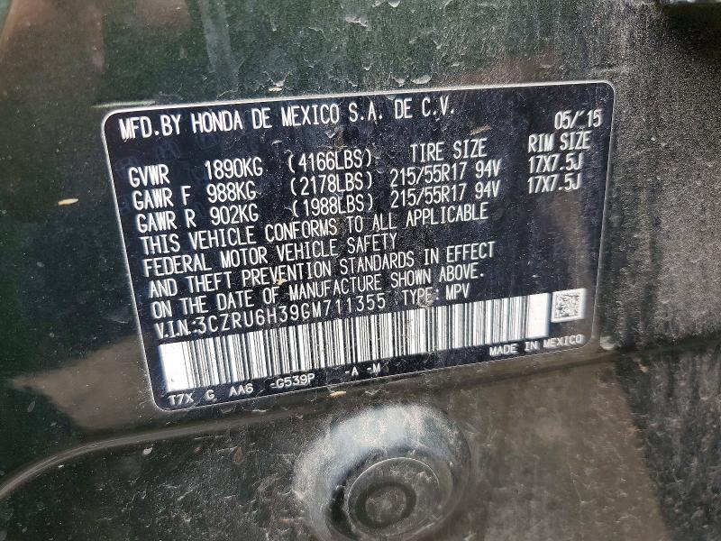 Aukcja sprzedaży 2016 Honda Hr-v, vin: 3CZRU6H39GM711355, numer aukcji: 60482386