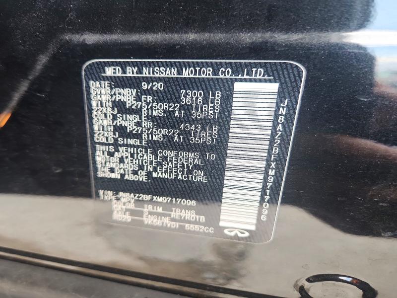 Aukcja sprzedaży 2021 Infiniti Qx80, vin: JN8AZ2BFXM9717096, numer aukcji: 59127846