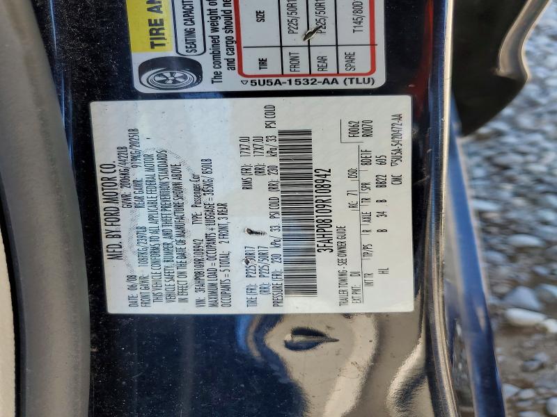 2009 Ford Fusion მანქანა იყიდება აუქციონზე, vin: 3FAHP08109R108942, აუქციონის ნომერი: 60187196