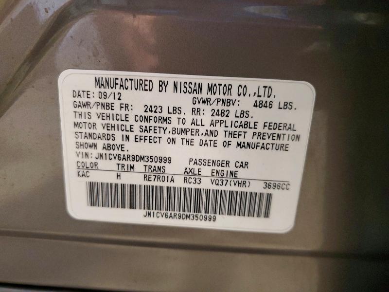 Продаж на аукціоні авто 2013 Infiniti G37 Sedan, vin: JN1CV6AR9DM350999, номер лоту: 62608956