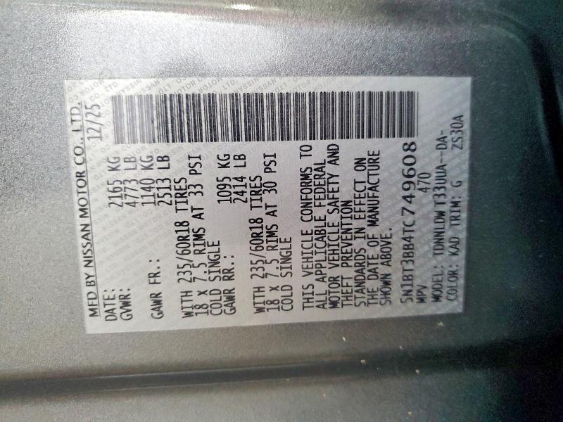Продаж на аукціоні авто 2026 Nissan Rogue, vin: 5N1BT3BB4TC749608, номер лоту: 61711336