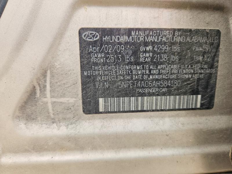 Aukcja sprzedaży 2010 Hyundai Sonata, vin: 5NPET4AC6AH584180, numer aukcji: 62559856