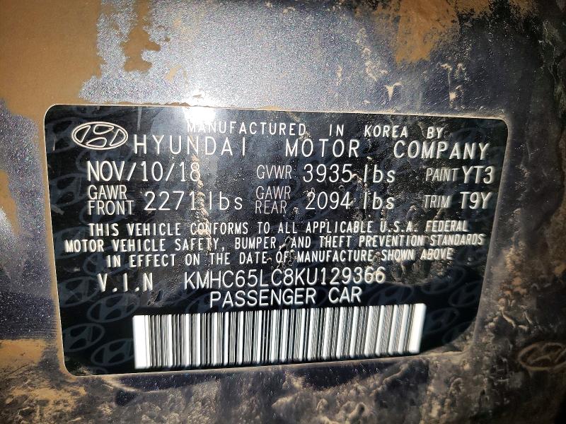 59957916 :رقم المزاد ، KMHC65LC8KU129366 vin ، 2019 Hyundai Ioniq مزاد بيع
