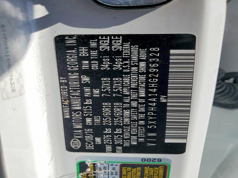 63030526 :رقم المزاد ، 5XYPH4A14HG296328 vin ، 2017 Kia Sorento مزاد بيع