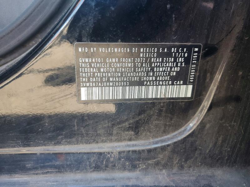 59254126 :رقم المزاد ، 3VWB67AJ0HM280953 vin ، 2017 Volkswagen Jetta مزاد بيع