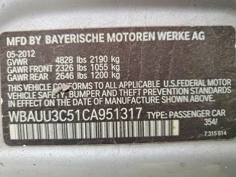 Продаж на аукціоні авто 2012 Bmw 328, vin: WBAUU3C51CA951317, номер лоту: 60622286