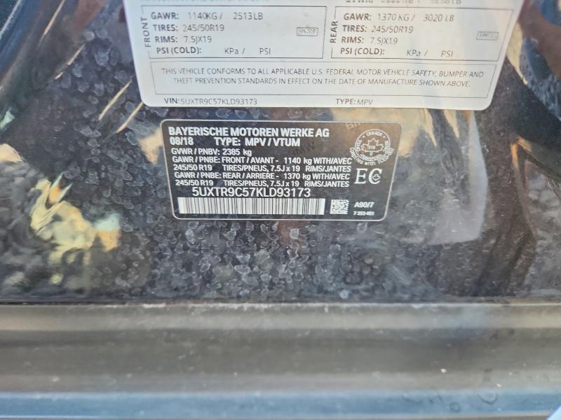 62272246 :رقم المزاد ، 5UXTR9C57KLD93173 vin ، 2019 Bmw X3 مزاد بيع