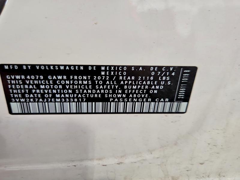 Продажа на аукционе авто 2014 Volkswagen Jetta, vin: 3VW2K7AJ7EM333817, номер лота: 59694346