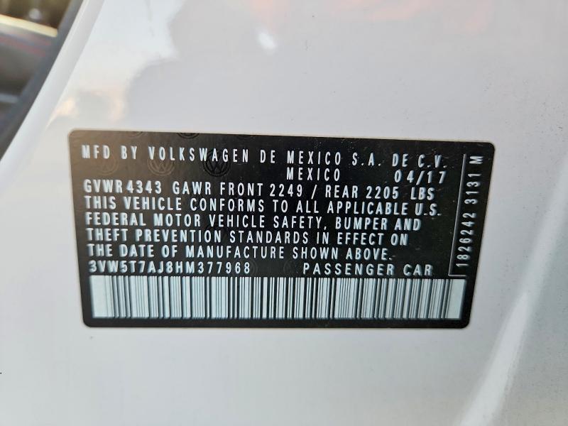 Продаж на аукціоні авто 2017 Volkswagen Jetta, vin: 3VW5T7AJ8HM377968, номер лоту: 61179806