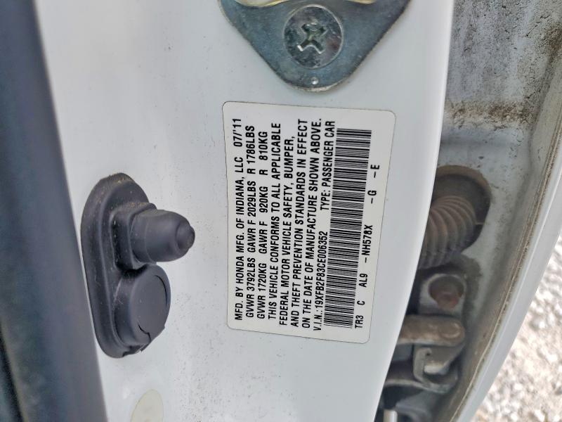 Продажа на аукционе авто 2012 Honda Civic, vin: 19XFB2F83CE006352, номер лота: 60061406