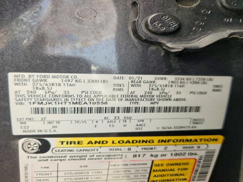 Aukcja sprzedaży 2021 Ford Expedition, vin: 1FMJK1HT1MEA10558, numer aukcji: 61746066