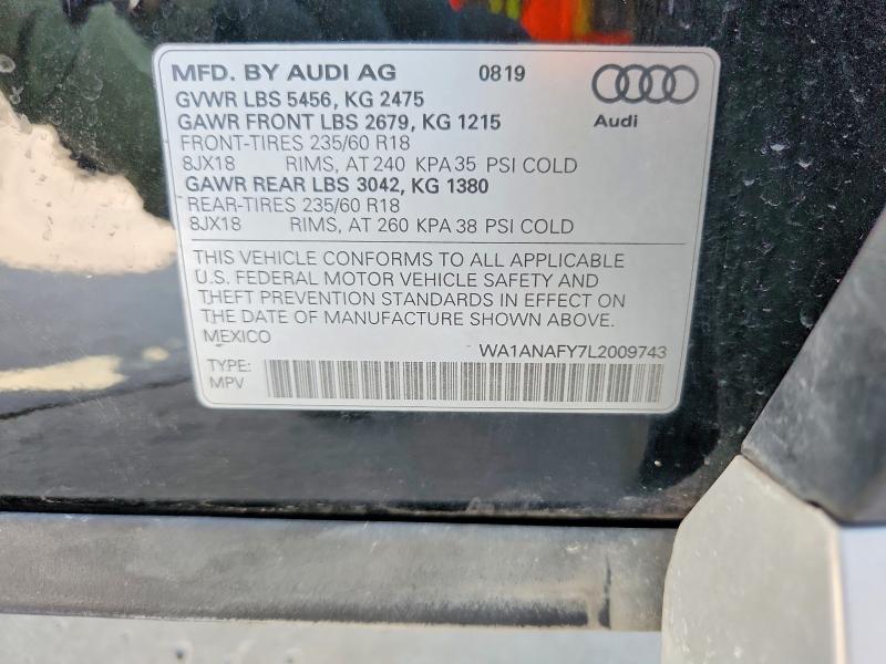 Продаж на аукціоні авто 2020 Audi Q5, vin: WA1ANAFY7L2009743, номер лоту: 60050106