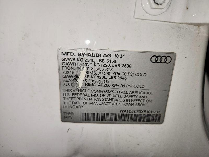 Продаж на аукціоні авто 2025 Audi Q3, vin: WA1DECF3XS1011732, номер лоту: 61408856
