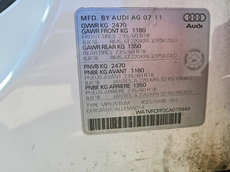 Продажа на аукционе авто 2012 Audi Q5, vin: WA1VFCFP2CA015649, номер лота: 62075216