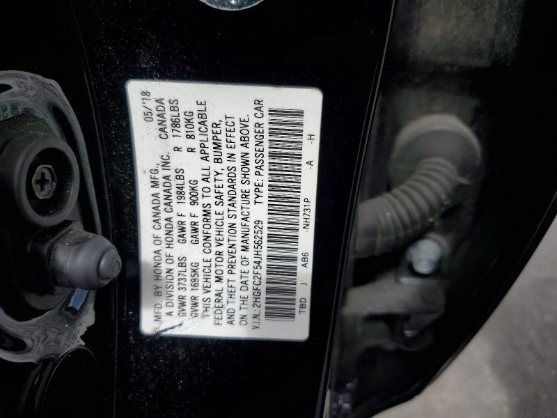 Продажа на аукционе авто 2018 Honda Civic, vin: 2HGFC2F54JH562529, номер лота: 60249116