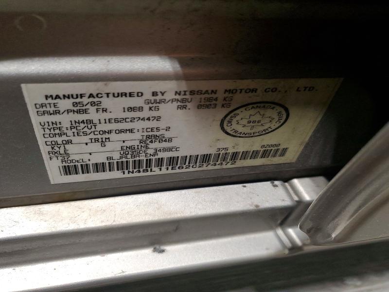 59646566 :رقم المزاد ، 1N4BL11E62C274472 vin ، 2002 Nissan Altima مزاد بيع