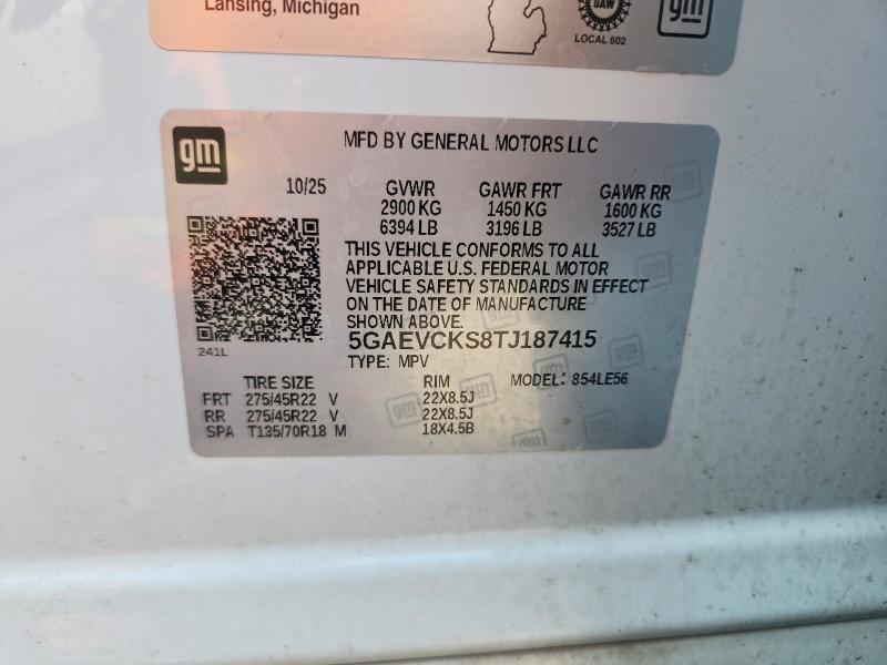 Aukcja sprzedaży 2026 Buick Enclave, vin: 5GAEVCKS8TJ187415, numer aukcji: 60897986