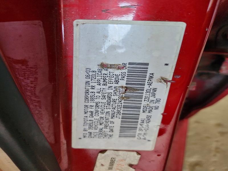 Aukcja sprzedaży 2004 Toyota Corolla, vin: JTDBR32E242025999, numer aukcji: 61421666