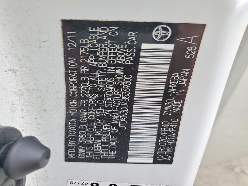 Aukcja sprzedaży 2011 Toyota Prius, vin: JTDKN3DU4B5369300, numer aukcji: 59739016