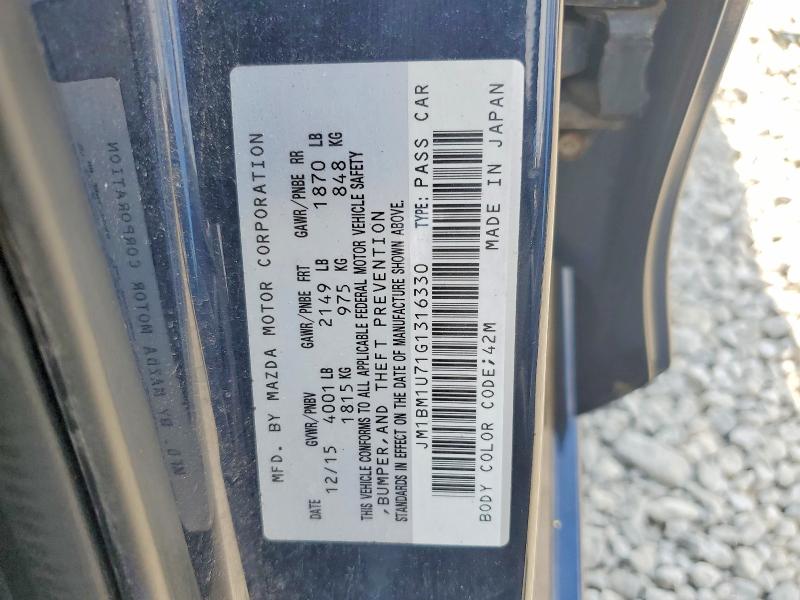 Продаж на аукціоні авто 2016 Mazda 3, vin: JM1BM1U71G1316330, номер лоту: 62991036