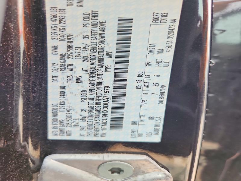 2013 Ford Escape მანქანა იყიდება აუქციონზე, vin: 1FMCU9HX3DUA71579, აუქციონის ნომერი: 61225156