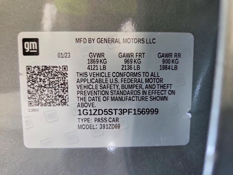Aukcja sprzedaży 2023 Chevrolet Malibu, vin: 1G1ZD5ST3PF156999, numer aukcji: 60326056