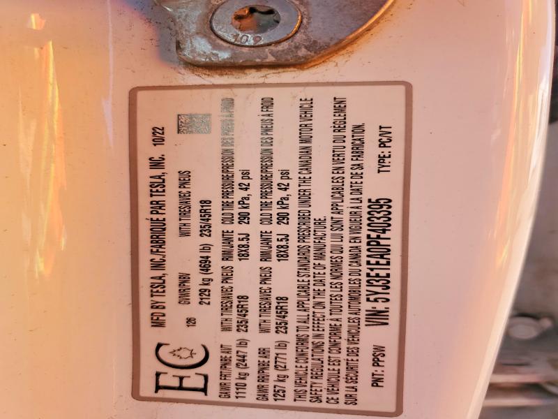 Продажа на аукционе авто 2023 Tesla Model 3, vin: 5YJ3E1EA0PF403395, номер лота: 59083116