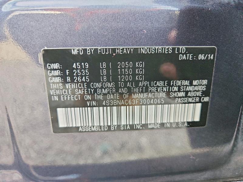 Aukcja sprzedaży 2015 Subaru Legacy, vin: 4S3BNAC63F3004065, numer aukcji: 59983856