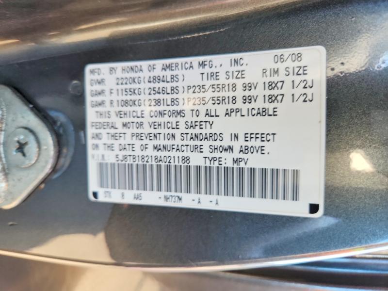 2008 Acura Rdx მანქანა იყიდება აუქციონზე, vin: 5J8TB18218A021188, აუქციონის ნომერი: 62473986