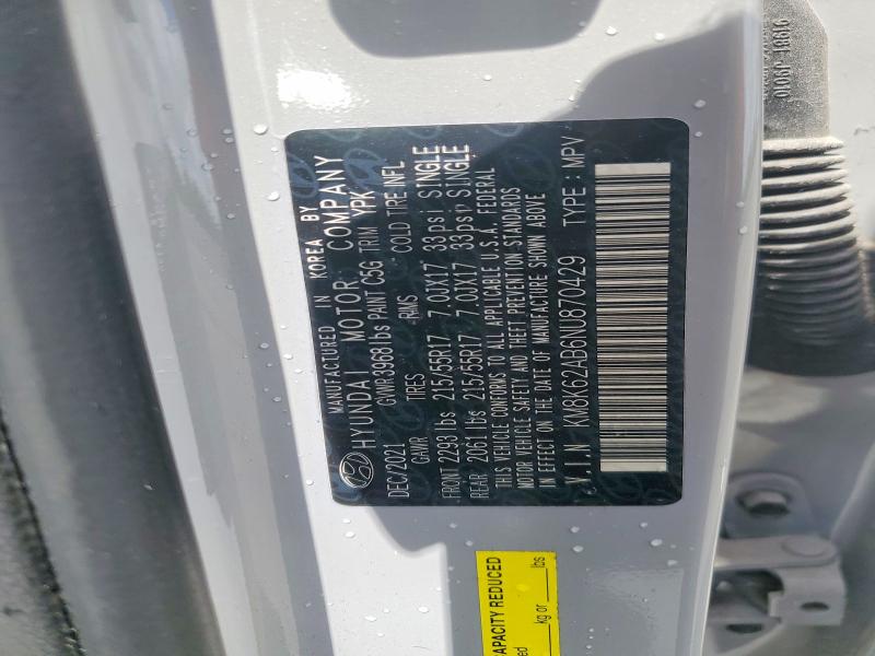 2022 Hyundai Kona მანქანა იყიდება აუქციონზე, vin: KM8K62AB6NU870429, აუქციონის ნომერი: 62496156