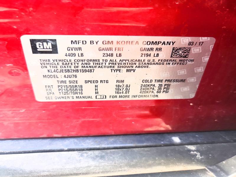 Продаж на аукціоні авто 2017 Buick Encore, vin: KL4CJESB2HB159487, номер лоту: 59176366