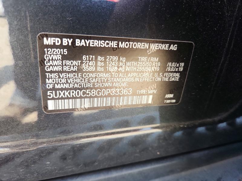 61879986 :رقم المزاد ، 5UXKR0C58G0P33363 vin ، 2016 Bmw X5 مزاد بيع