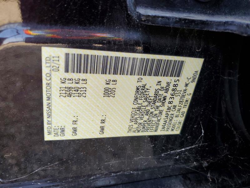 Aukcja sprzedaży 2012 Nissan Maxima, vin: 1N4AA5AP1BC836885, numer aukcji: 61603876