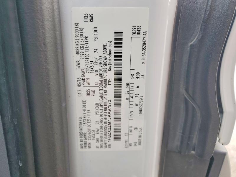 Продажа на аукционе авто 2018 Ford Transit, vin: 1FBZX2ZM7JKA97972, номер лота: 60774026