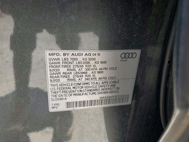 Aukcja sprzedaży 2015 Audi Q7, vin: WA1LMAFE5FD024428, numer aukcji: 62605656