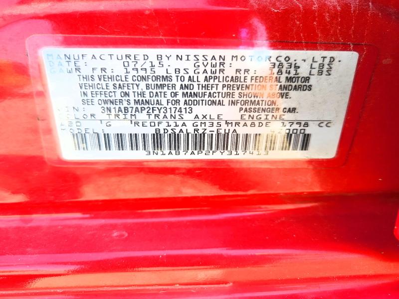 Aukcja sprzedaży 2015 Nissan Sentra, vin: 3N1AB7AP2FY317413, numer aukcji: 60160276