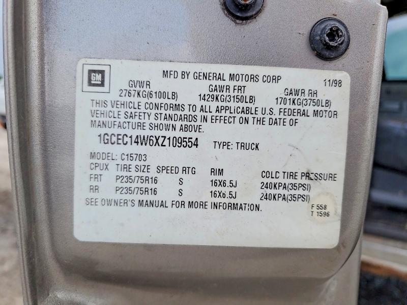 Aukcja sprzedaży 1999 Chevrolet Silverado, vin: 1GCEC14TXXZ152266, numer aukcji: 60575106