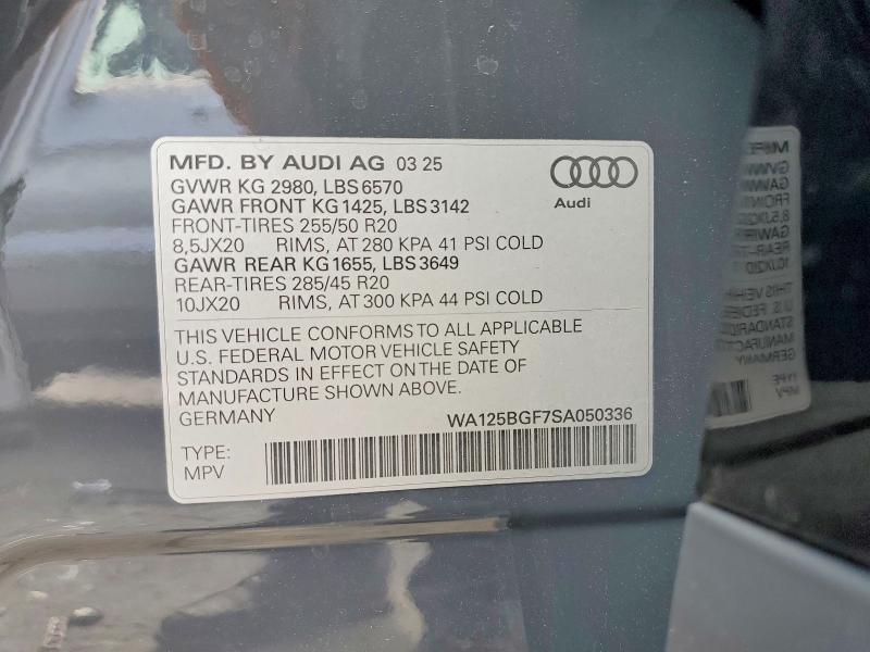 Aukcja sprzedaży 2025 Audi Sq6 E-tron, vin: WA125BGF7SA050336, numer aukcji: 60981756