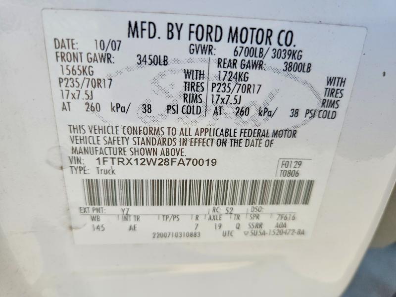 Aukcja sprzedaży 2008 Ford F150, vin: 1FTRX12W28FA70019, numer aukcji: 63493436