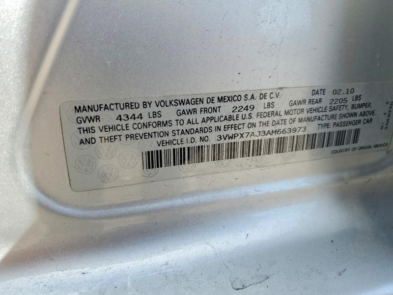 Aukcja sprzedaży 2010 Volkswagen Jetta, vin: 3VWPX7AJ3AM663973, numer aukcji: 60469966