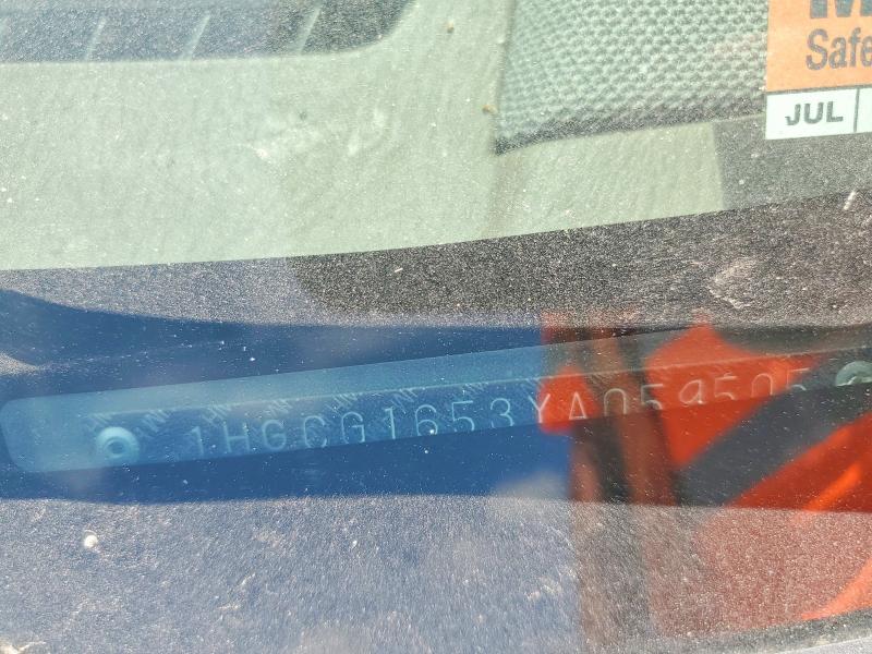 59124376 :رقم المزاد ، 1HGCG1653YA059505 vin ، 2000 Honda Accord مزاد بيع