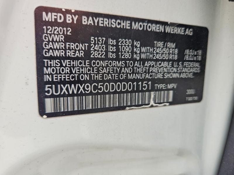 Продажа на аукционе авто 2013 Bmw X3, vin: 5UXWX9C50D0D01151, номер лота: 61669706