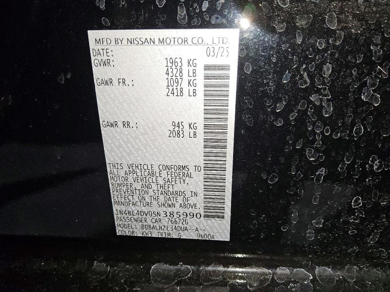 61238766 :رقم المزاد ، 1N4BL4DV0SN385990 vin ، 2025 Nissan Altima مزاد بيع