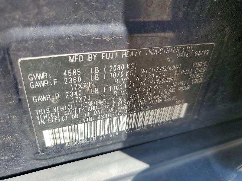 Продажа на аукционе авто 2013 Subaru Outback, vin: 4S4BRBCC4D3312693, номер лота: 62842876