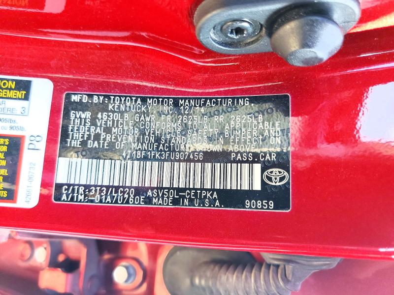 Aukcja sprzedaży 2015 Toyota Camry, vin: 4T1BF1FK3FU907456, numer aukcji: 59353506
