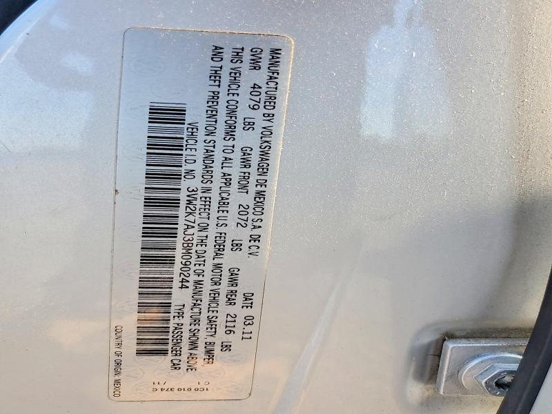 Aukcja sprzedaży 2011 Volkswagen Jetta, vin: 3VW2K7AJ3BM090244, numer aukcji: 60549616