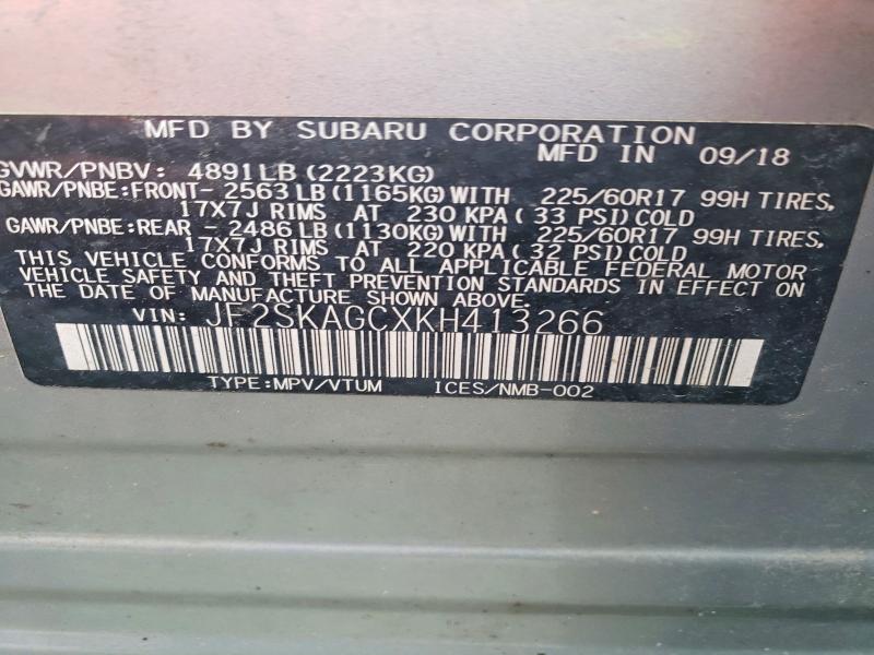 Aukcja sprzedaży 2019 Subaru Forester, vin: JF2SKAGCXKH413266, numer aukcji: 85964905