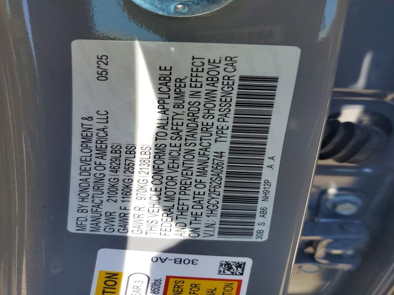 Aukcja sprzedaży 2025 Honda Accord, vin: 1HGCY2F62SA056744, numer aukcji: 60870086